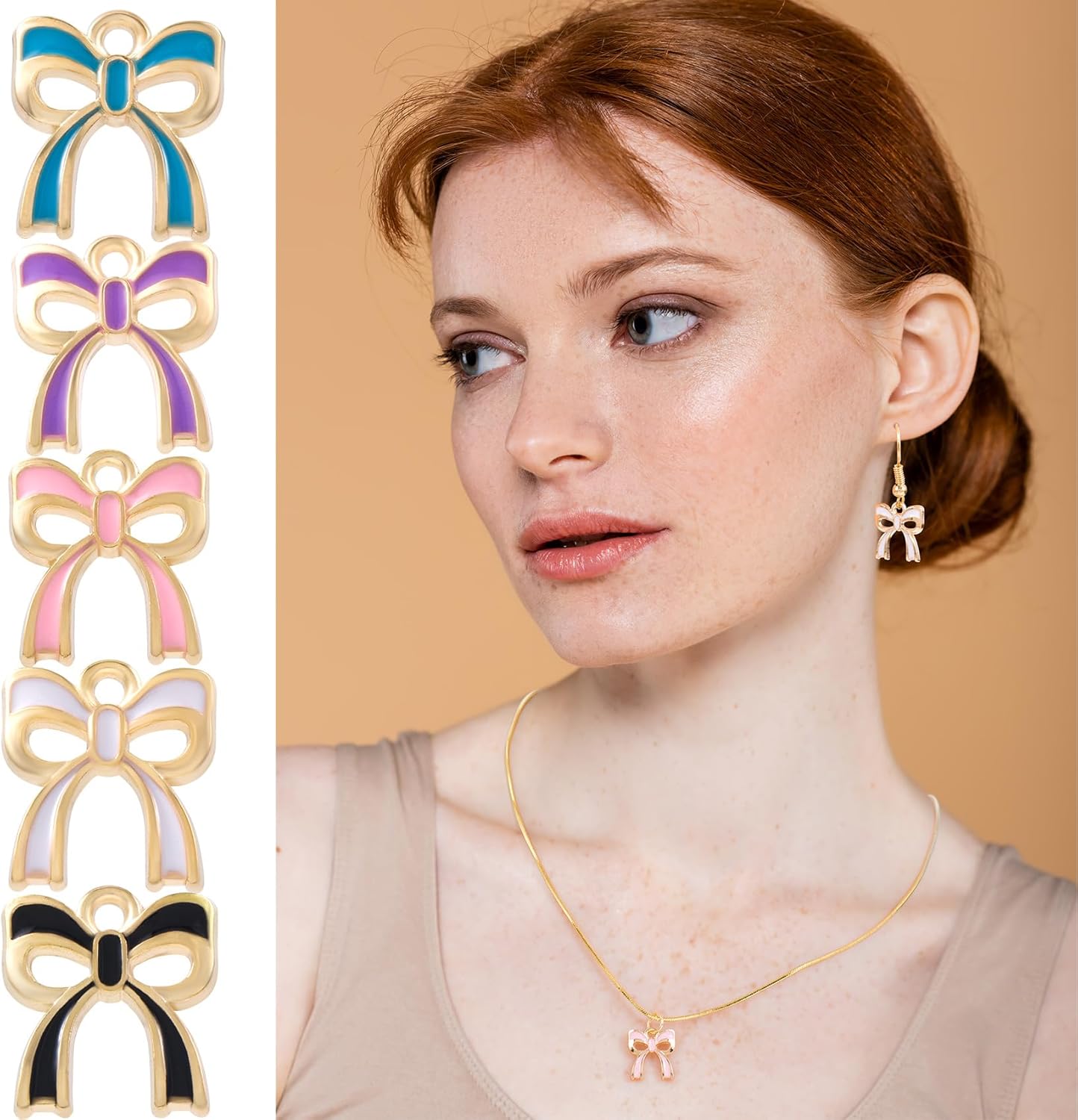 Bow Charms for Jewelry Making, Alloy Enamel Bowknot Charms, Tiny Cute Bow Pendants Decoration for DIY Earrings - Image 4