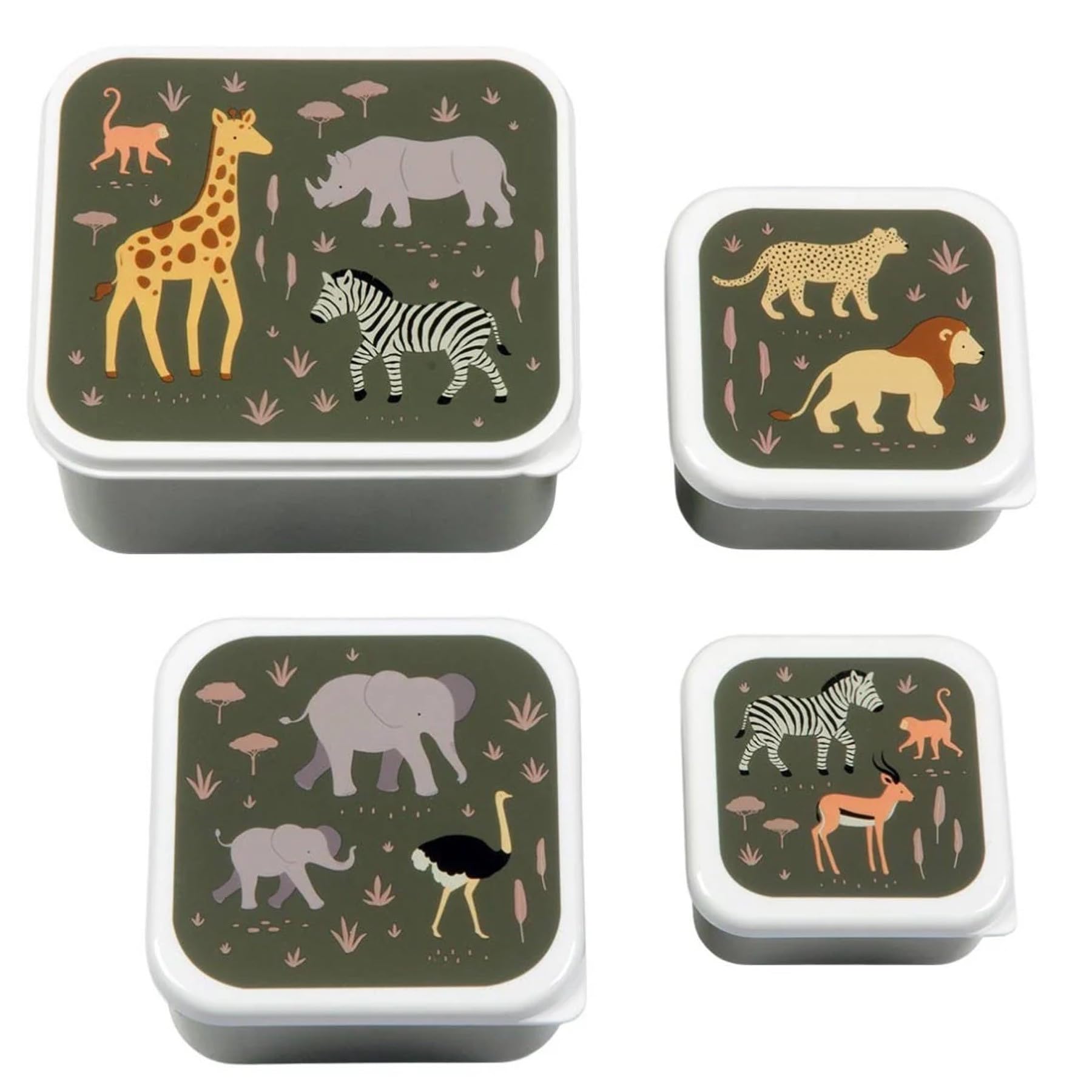 Lot de 4 boîtes à goûter Savane - A Little Lovely Company