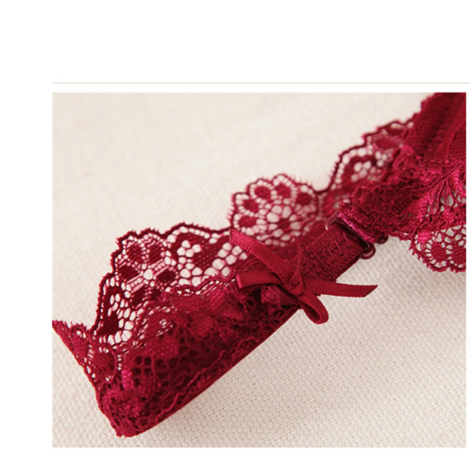 Biancheria Intima Donna in Biancheria Intima Sexy Francese in Pizzo Sottile Petto Piccolo Petto Raccolto Seno Set Reggiseno da Donna-rosso-70b