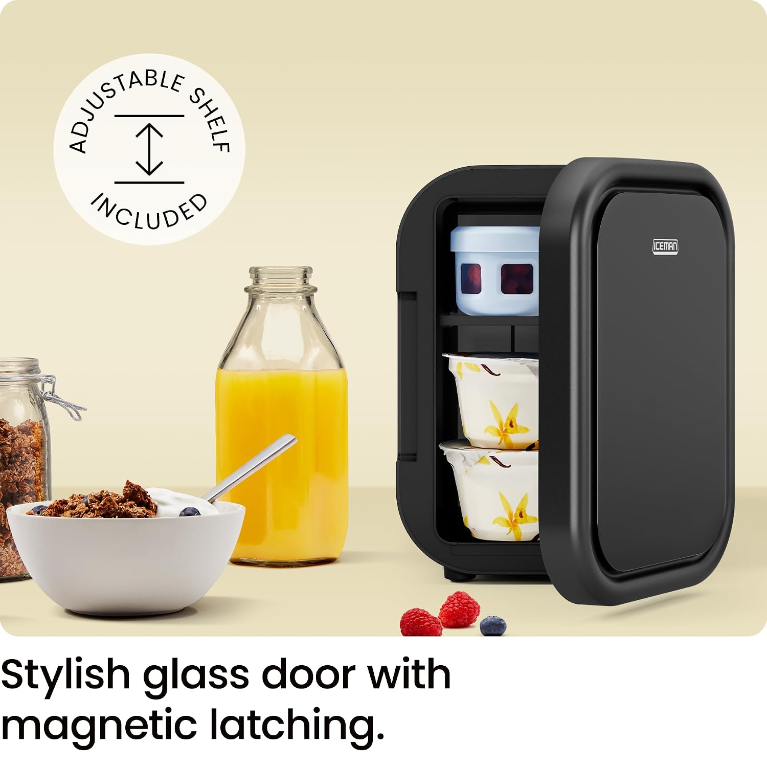 Iceman Mini Portable Board Personal Fridge, Cools & Heats, 4 Liter Capacity, Chills 6 12oz, 100% Freon-Free & Eco Friendly, Includes Plugs for Home Outlet & 12V Car Charger, 6 Cans, Black Dry Erase, view 12