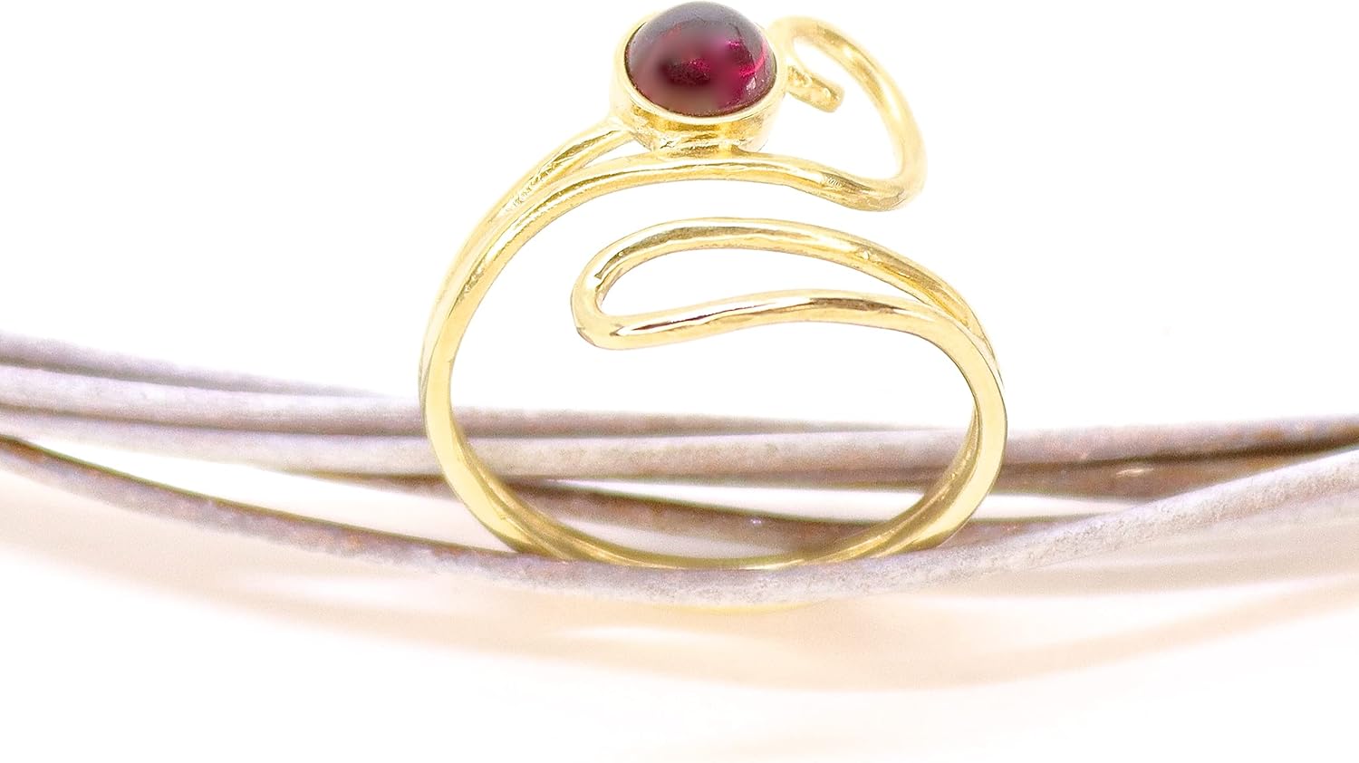 Garnet gold plating open ring for women, Adjustable red stone Ring, Gift for Her, Natural genuine garnet ring, Rings for teen girls, Vintage ring, Adjustable ring size 4-9 - Image 9