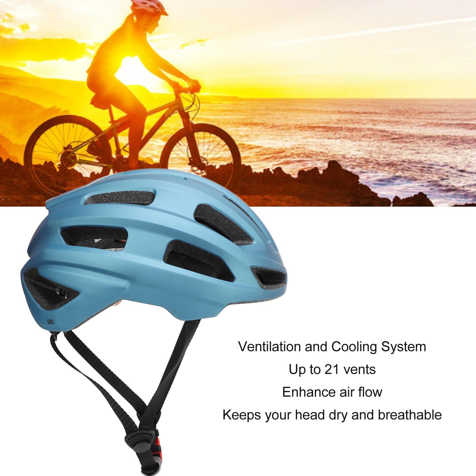 Casco da Ciclismo, Casco da Bici 61-65 Cm Casco da Bici per Adulti Leggero Traspirante Regolabile Casco da Bici da Strada con 21 Prese d'Aria per Uomo Donna