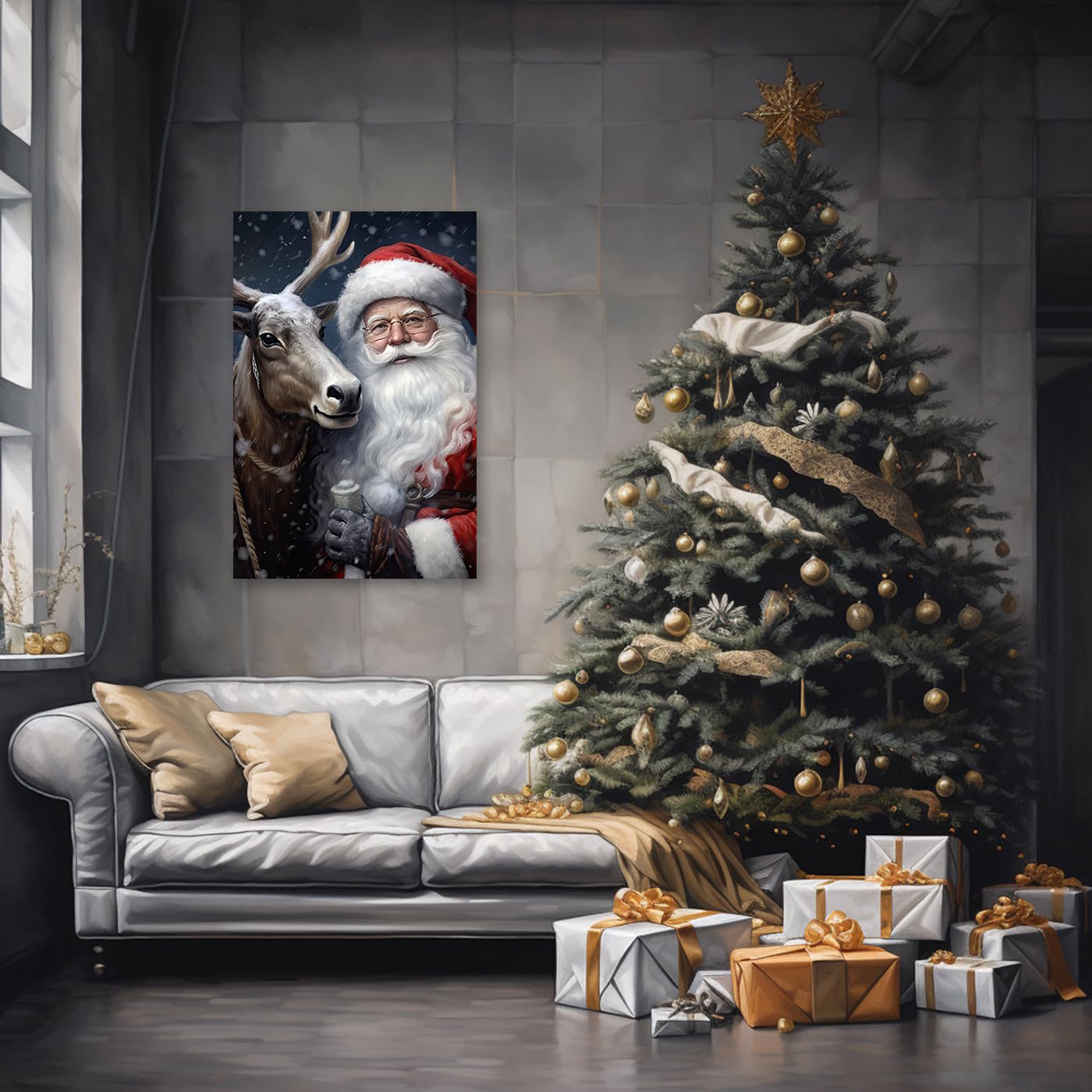 Amazon.com: CCWACPP Santa Claus Canvas Wall Art Christmas Decor