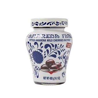 Amarena Fabbri Wild Cherries in Syrup, Gluten Free, Non GMO, Vegan, 400 grams 14oz