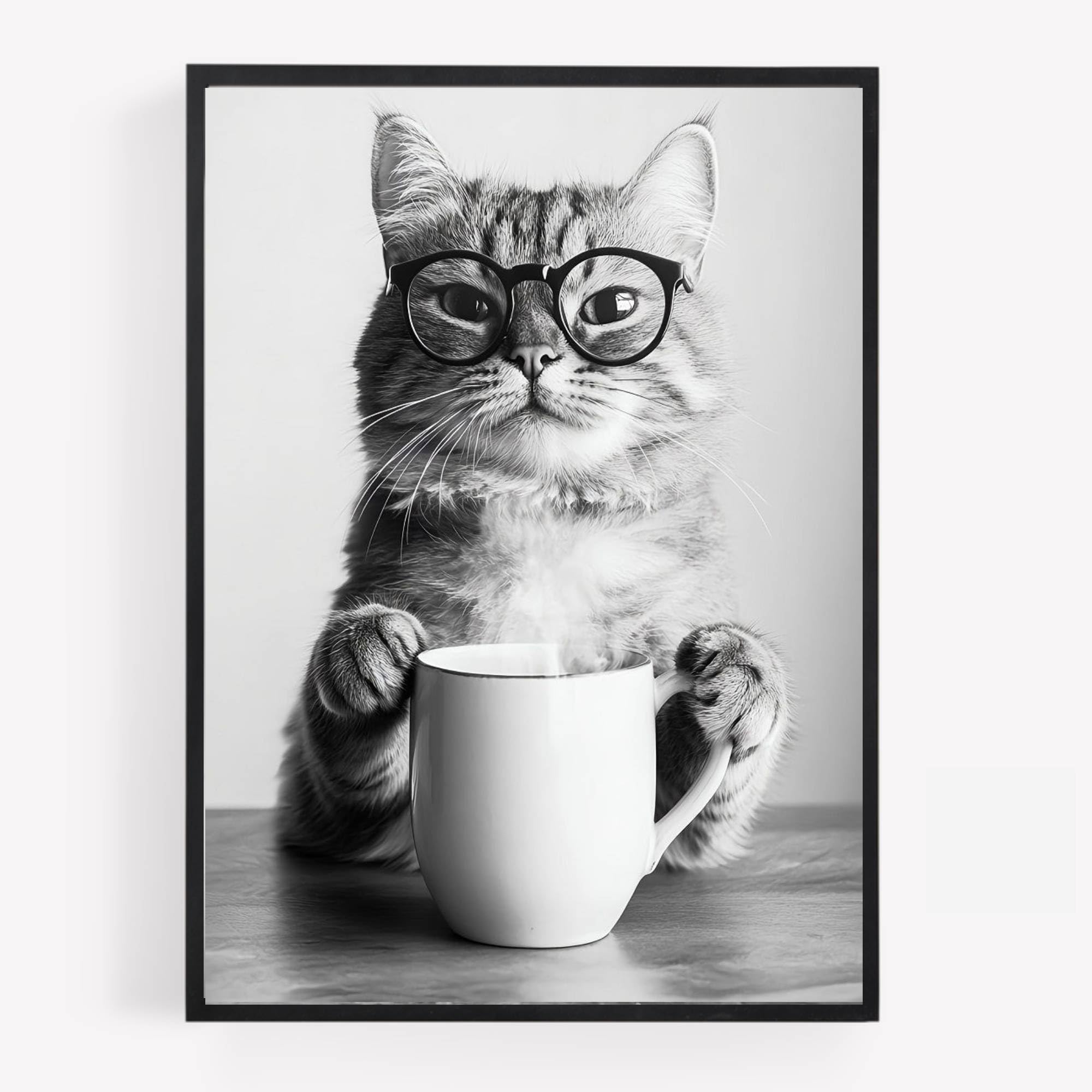 gfc Funny cat drinking coffee Print Picture Poster kitchen A4 UNFRAMED wall art Home decor Decorating please be seated for entire performance