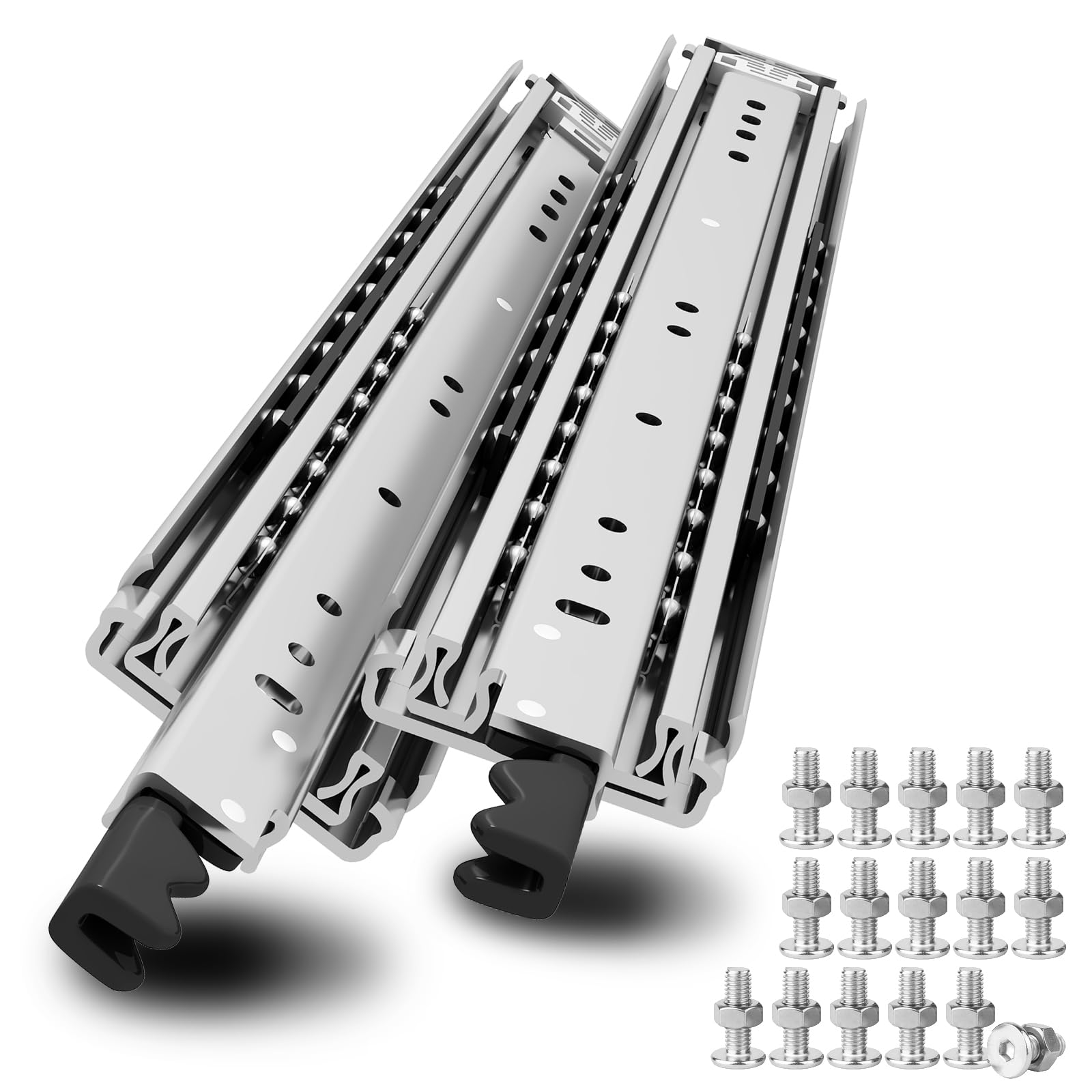 Photo 1 of VADANIA 60" Detachable Industrial Grade Heavy Duty Drawer Slide with Lock #XD76, 3" Widening Up to 330lb Load Capacity, 3-Fold Full Extension, Ball Bearing Lock-in & Lock-Out, Side Mount, 1-Pair