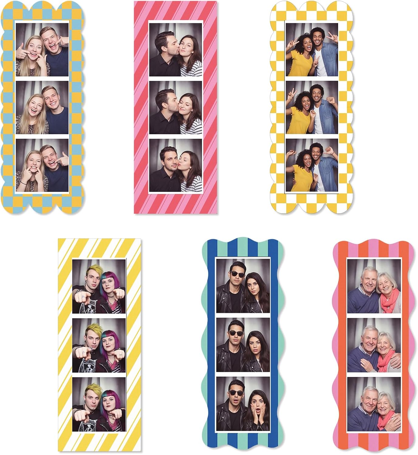 Novabright 6 Pcs Magnetic Photobooth Frame Set 2 x 6 Inch Photo Booth Strips Colorful Reusable Fridge Magnet Photo for Classroom Office Home Back to School Refrigerator Locker Decoration