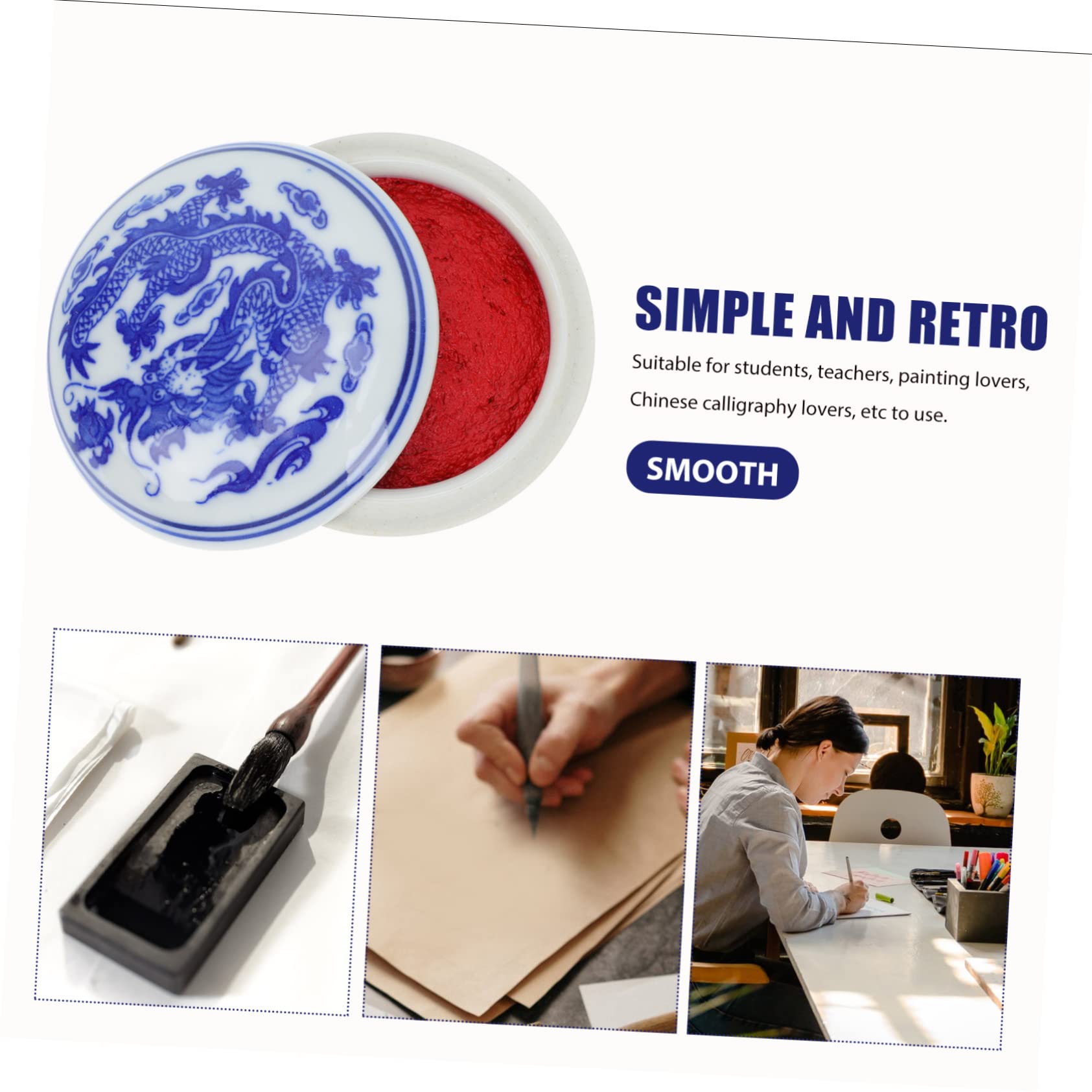 OSALADI 3 Stck. Keramisches Stempelkissen für Kalligraphie Anfänger Tintenpaste Box mit Deckel DIY Chinesisches Stempelkissen für Versiegeln und Malerei Retro Design