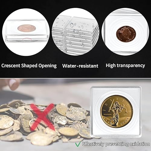 Miniatura 4 de Soportes a presión para monedas, 20 unidades de monedas de dólar plateado, caja de almacenamiento de cápsulas de monedas con 5 tamaños