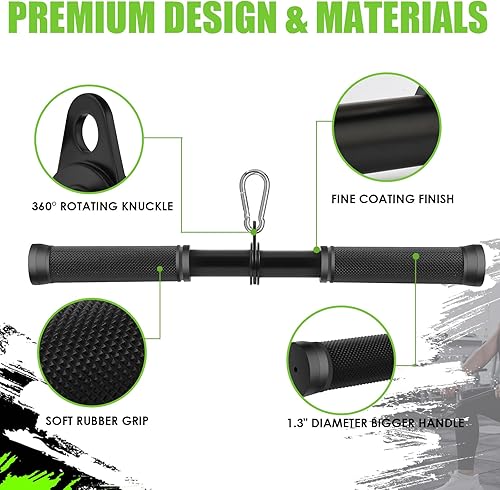 Miniatura 5 de Accesorio de cable de barra recta para tríceps, barra extraíble de bíceps giratoria de 360 grados, barra de tracción para tríceps LAT con mango de