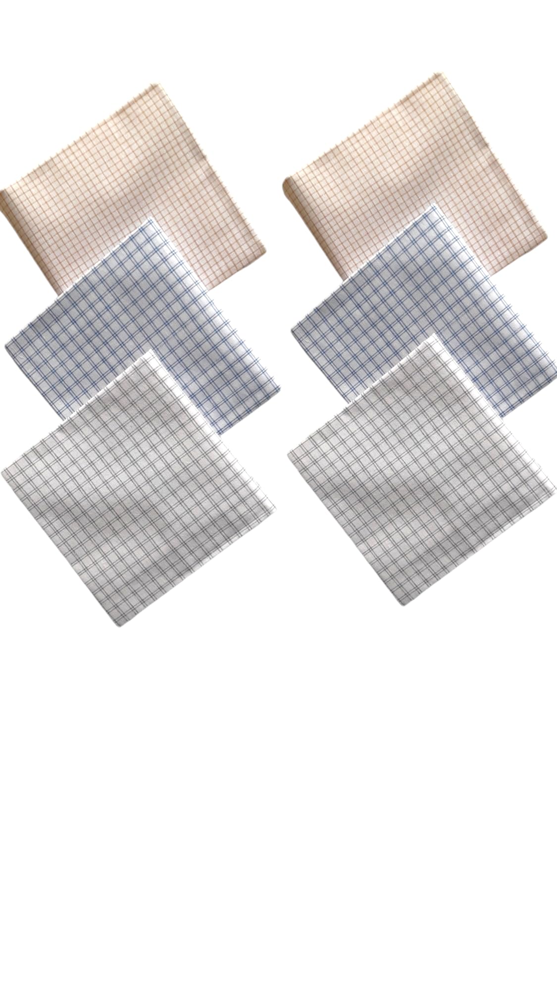 King Size Pure Cotton 56 * 56 CM Long Men's Boys Two White Checked Pattern Handkerchief Pack Of 6 Neck Head Cover Wrap-picture-51