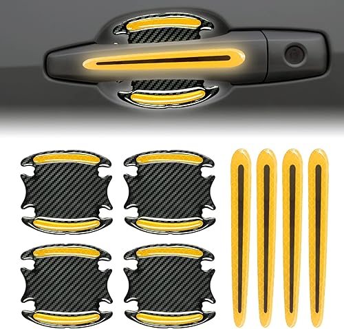 Miniatura 8 de 8 protectores 3D para manija de puerta de automóvil, calcomanías reflectantes a rayas antiarañazos, marcador de advertencia de seguridad al aire