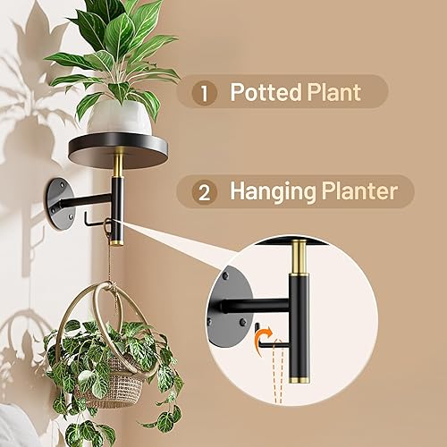 Miniatura 6 de YUOROS Paquete de 3 Soportes de Plantas de Pared, Macetas de Pared para Plantas de Interior, Estanterías Colgantes para Plantas de Ventana,
