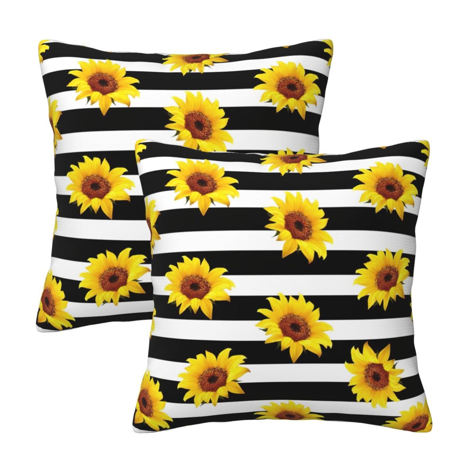 Housse de coussin tournesol 2 pièces lavable pour décoration extérieure et lit