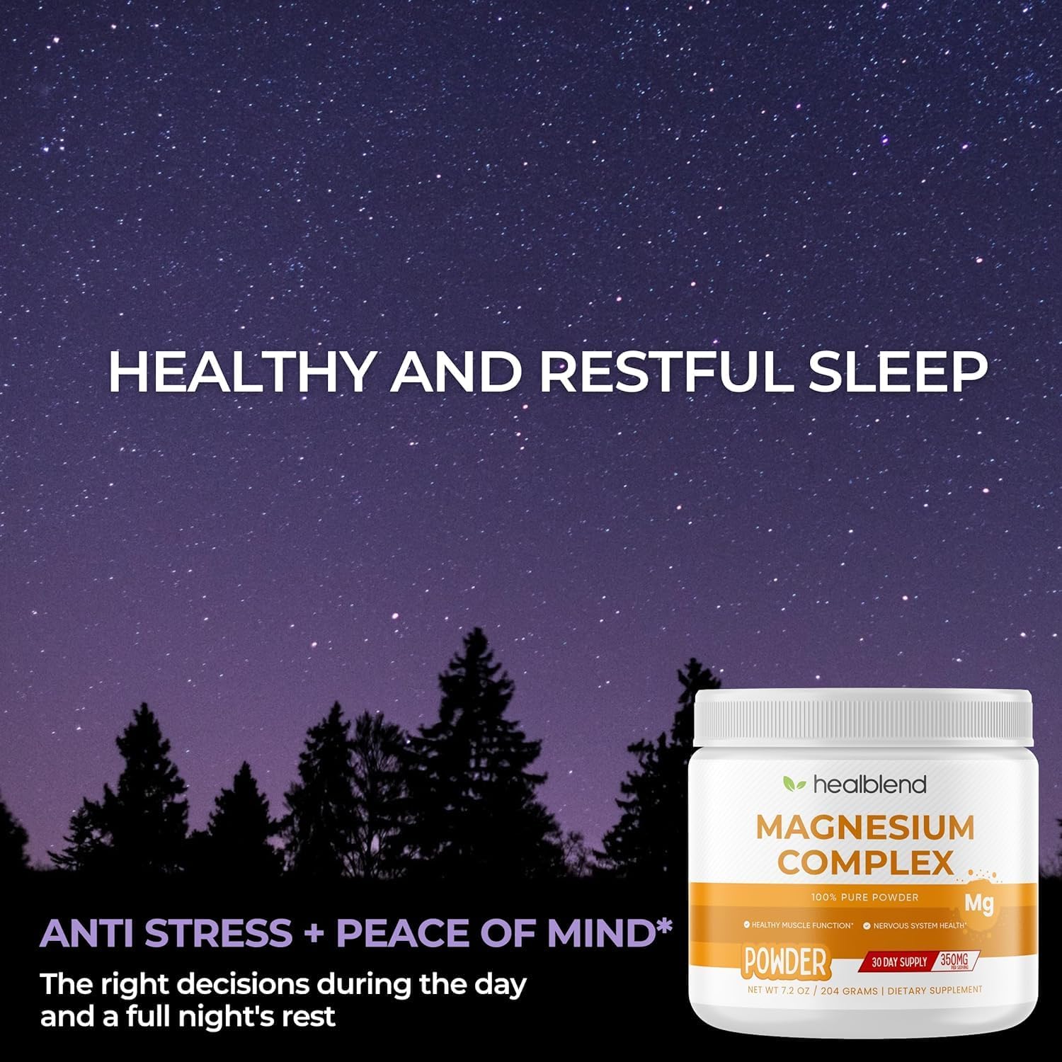 healblend Magnesium Complex Powder (Magnesium Citrate 350 mg in Each Scoop) - Supplement for Sleep, Heart Health, Cognitive Health, Muscles Health, Energy, and Metabolism* - 60 Servings