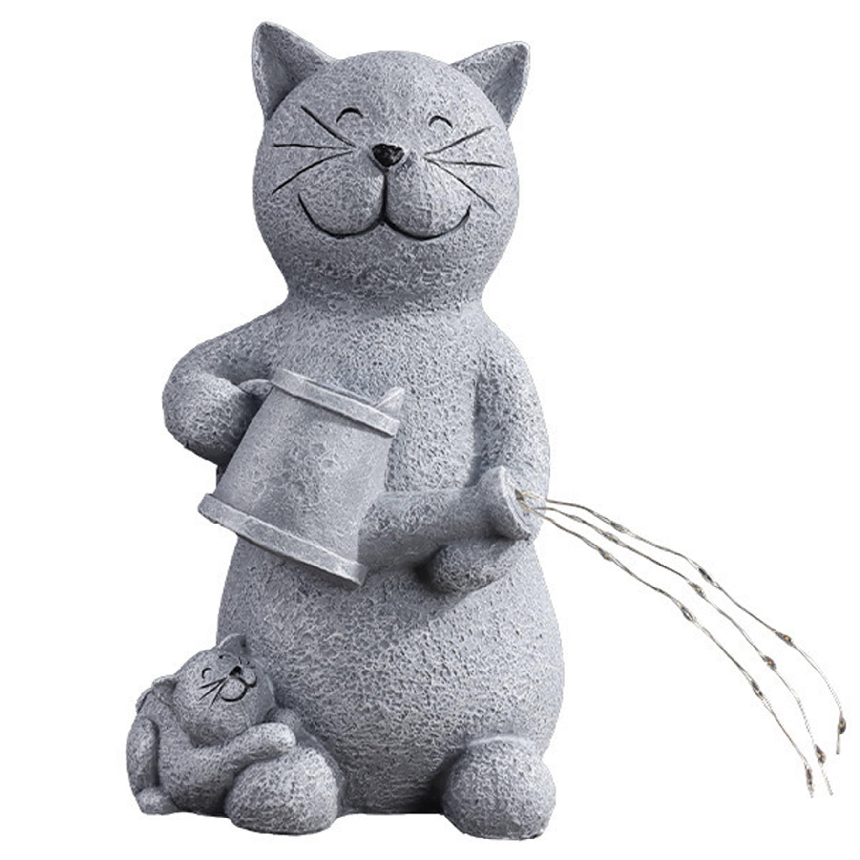 Statue de jardin chat solaire étanche pour décoration extérieure de cour et d'allée
