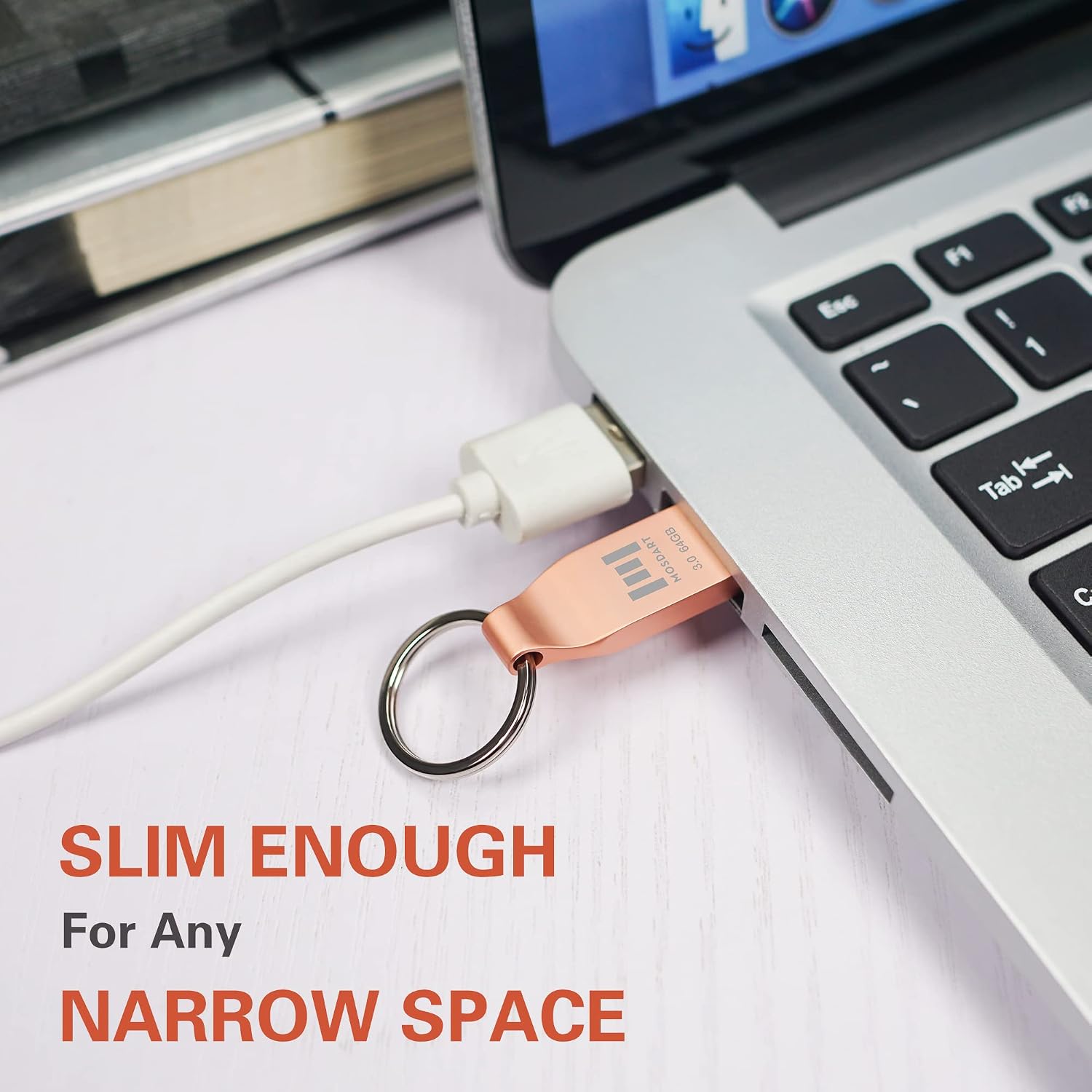 MOSDART 64GB Waterproof USB3.0 Flash Drive, Speed Up to 90MB/S, exFAT Metal Memory Stick with Keychain - Image 5