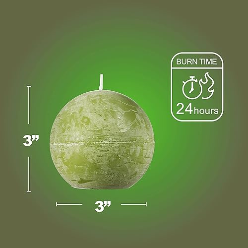 Miniatura 3 de SPAAS - Velas de bola de color verde oliva, velas rústicas de 3 pulgadas para bodas, celebraciones y decoración del hogar, juego de 6 esferas de