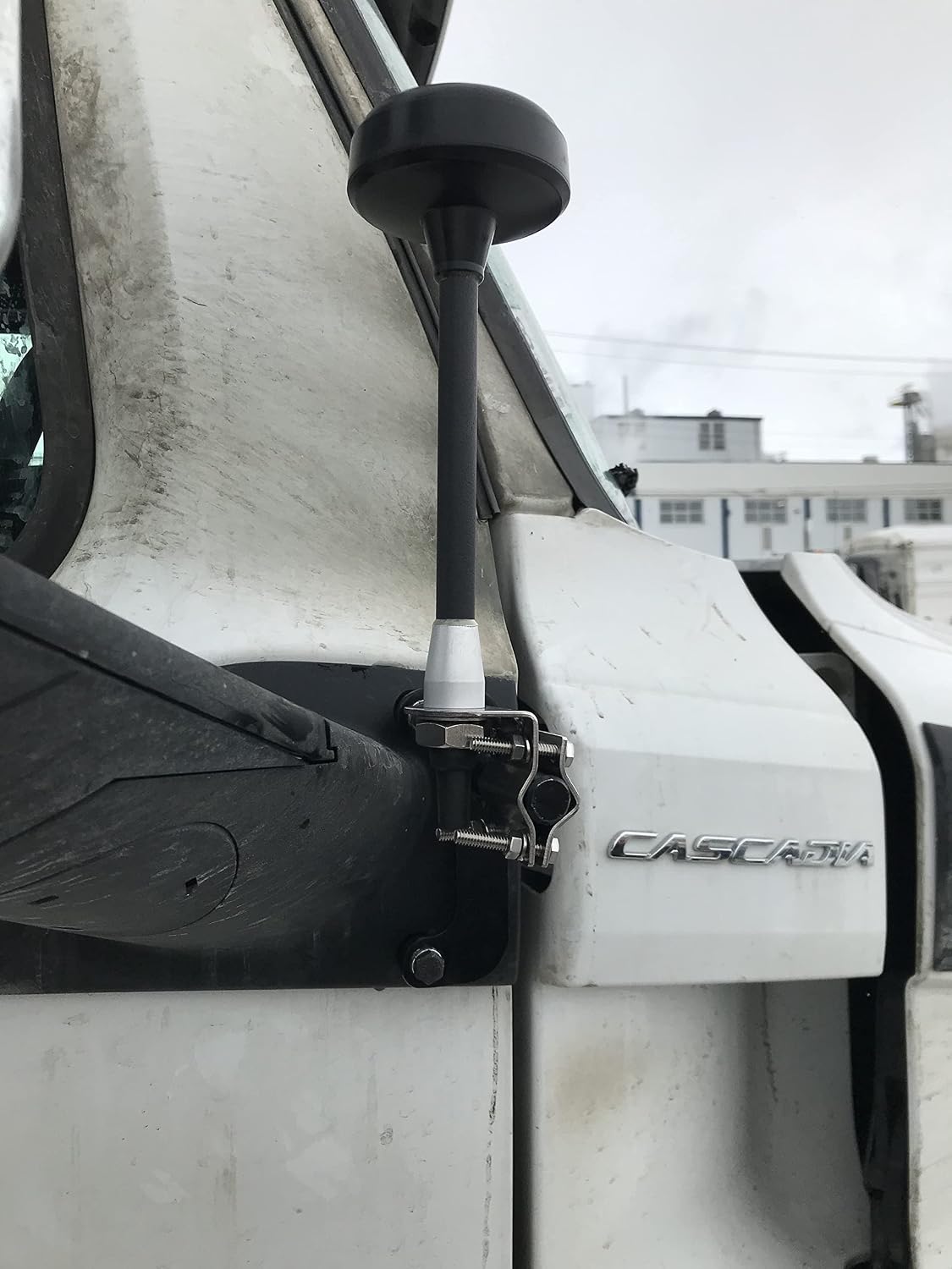 Freightliner Cascadia Trucker Steel Mirror Mount Antenna for CB, XM, Sirius Left Drivers Side, Black