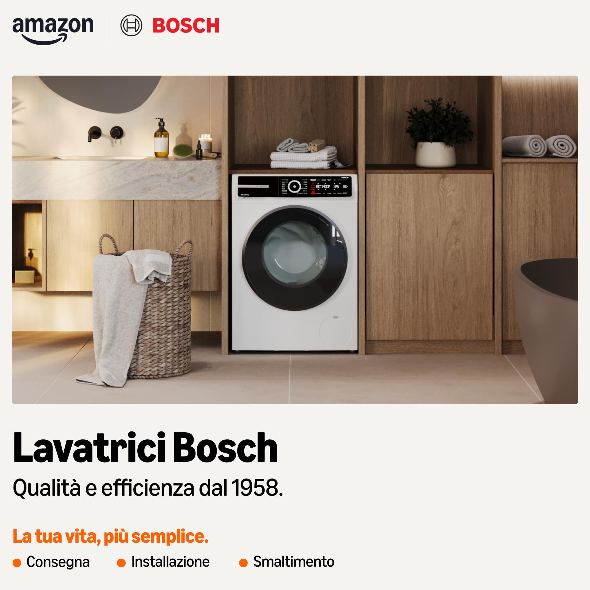 Bosch WGB24400IT Serie 8 Lavatrice smart a carica frontale, 9 kg, 1400 giri, Efficienza energetica A -20%, motore inverter con 10 anni di garanzia, riduce le pieghe, Bianco, 60 Cm