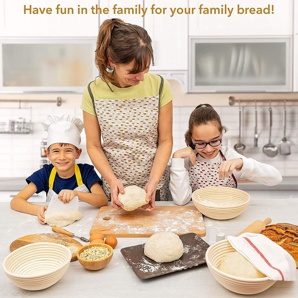 Banneton Bread Proofing Basket 2 pack 9 inch Round Basket with Liner, Bread Proofing Basket Perfect for Professional & Home Sourdough Bread Baking, Artisan Sourdough Bread (Set of 2 pack 9" Round)