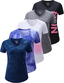 5 Pack Women's Dry Fit Short Sleeve Workout Tops