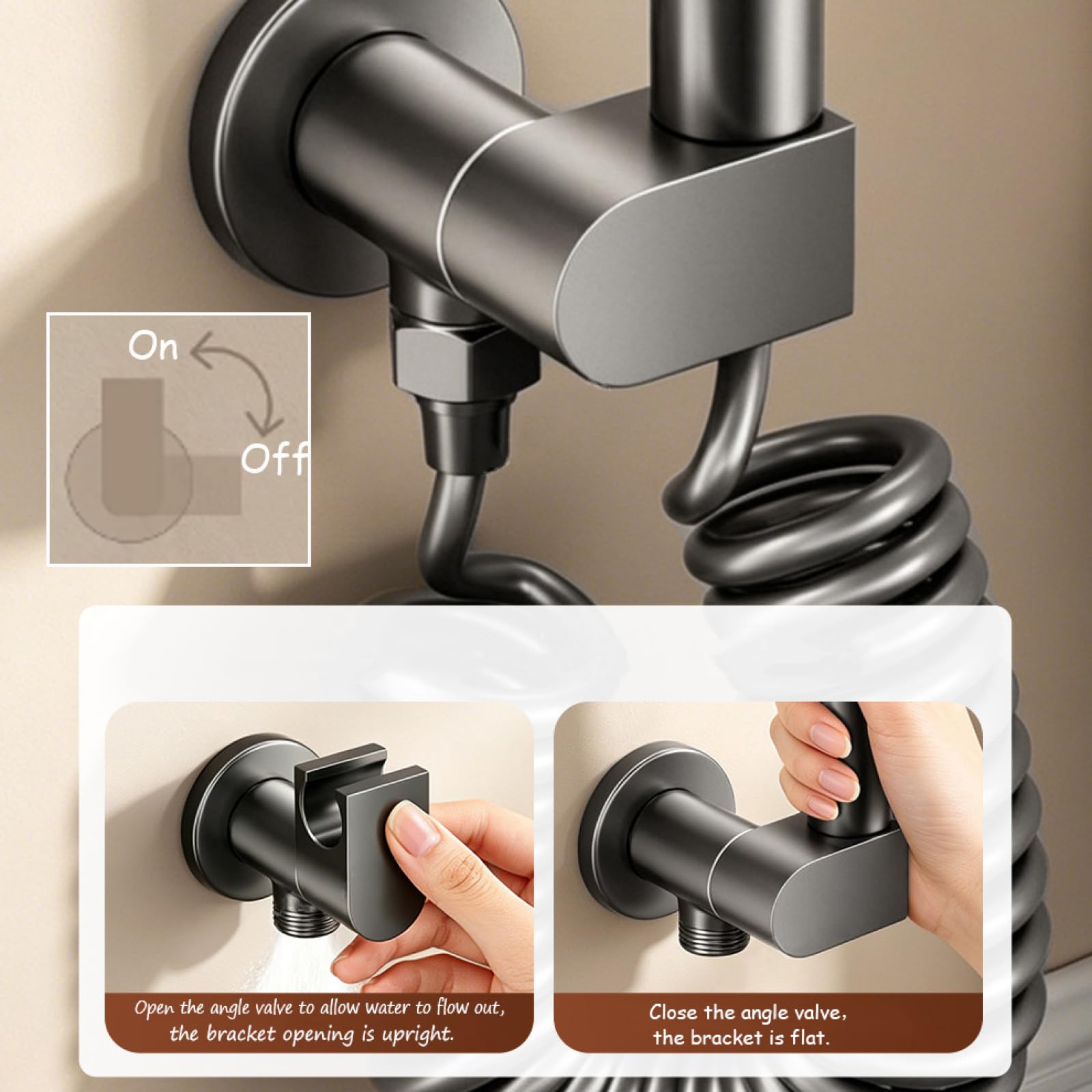 Kit Idroscopino per WC Doccetta per Bidet Portatile Parete In Ottone Include Tubo Doccia E Pistola A Spruzzo A Doppia Modalità,Grigio Canna Di Fucile
