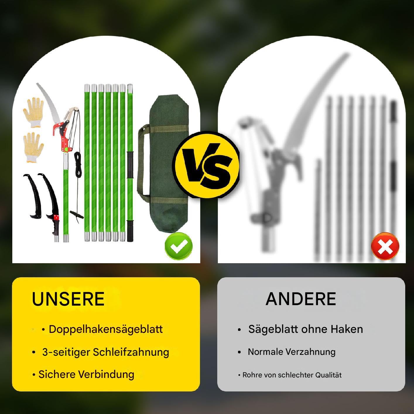 Tijeras de podar para podadoras, sierra de podar – podadora larga, longitud ajustable, podadora manual con bolsa de transporte, juego de herramientas de jardín para trabajos forestales