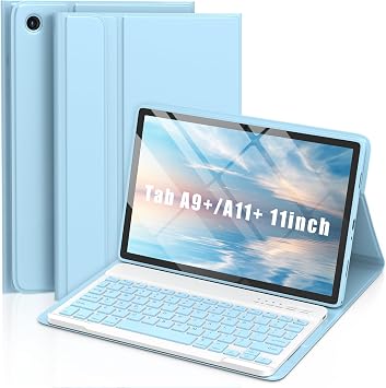 MMK Galaxy Tab A11 Case with Keyboard 11" 2025, SM-X230, SM-X236B, Compatible with Galaxy Tab A9 Plus Case with Keyboard 11" 2023, Wireless Detachable Blue, Tab A9+/A11+ Plus - 11 Inch