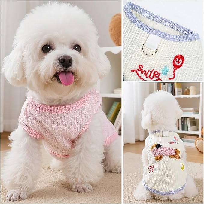 Ropa Cute Pet Apparel Algodón Perro Sin Mangas Pullover Beige Talla M miniatura 6