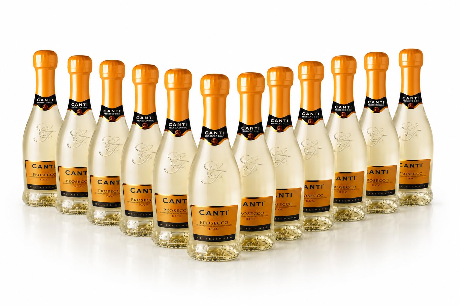 Canti - Prosecco D.O.C. Millesimato, Extra Dry Wine, in Baby Bottles, Italian Glera Grape Variety from Veneto, Fruity and Floral Taste, 12x200 ml