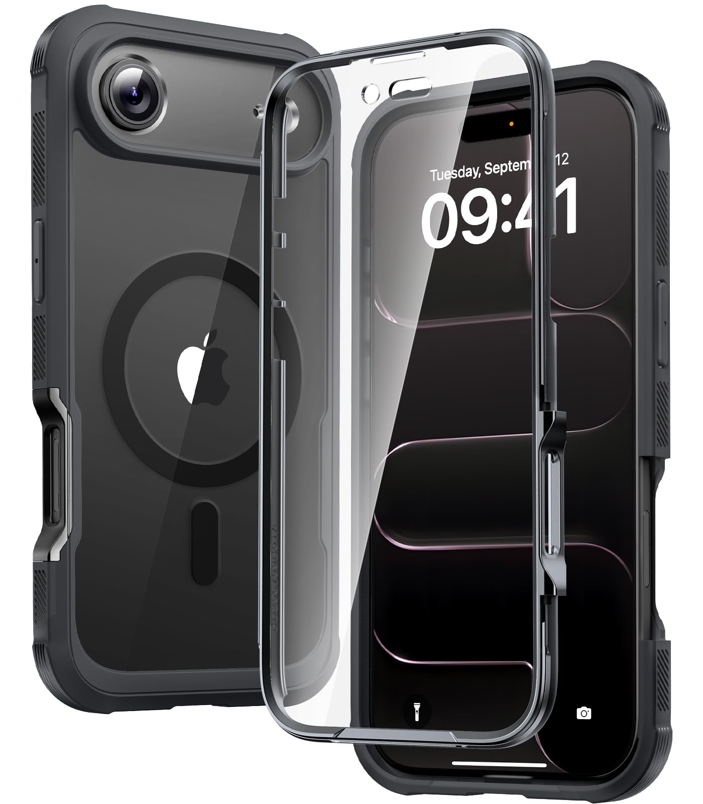 Diaclara Magnetic for iPhone Air Case 6.5-Inch, Fit for MagSafe, Full Body Bumper Case with Built-in Touch Sensitive Anti-Scratch Screen Protector, [Full Camera Protection] Phone Cover (Black)