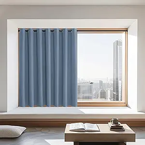 NICETOWN Stone Blue Blackout Curtains 72 inches Long, Grommet Privacy Window Treatment Thermal Insulated Room Darkening Sliding Glass Door Drape for Bedroom Living Room, 1 Panel, W100 x L72