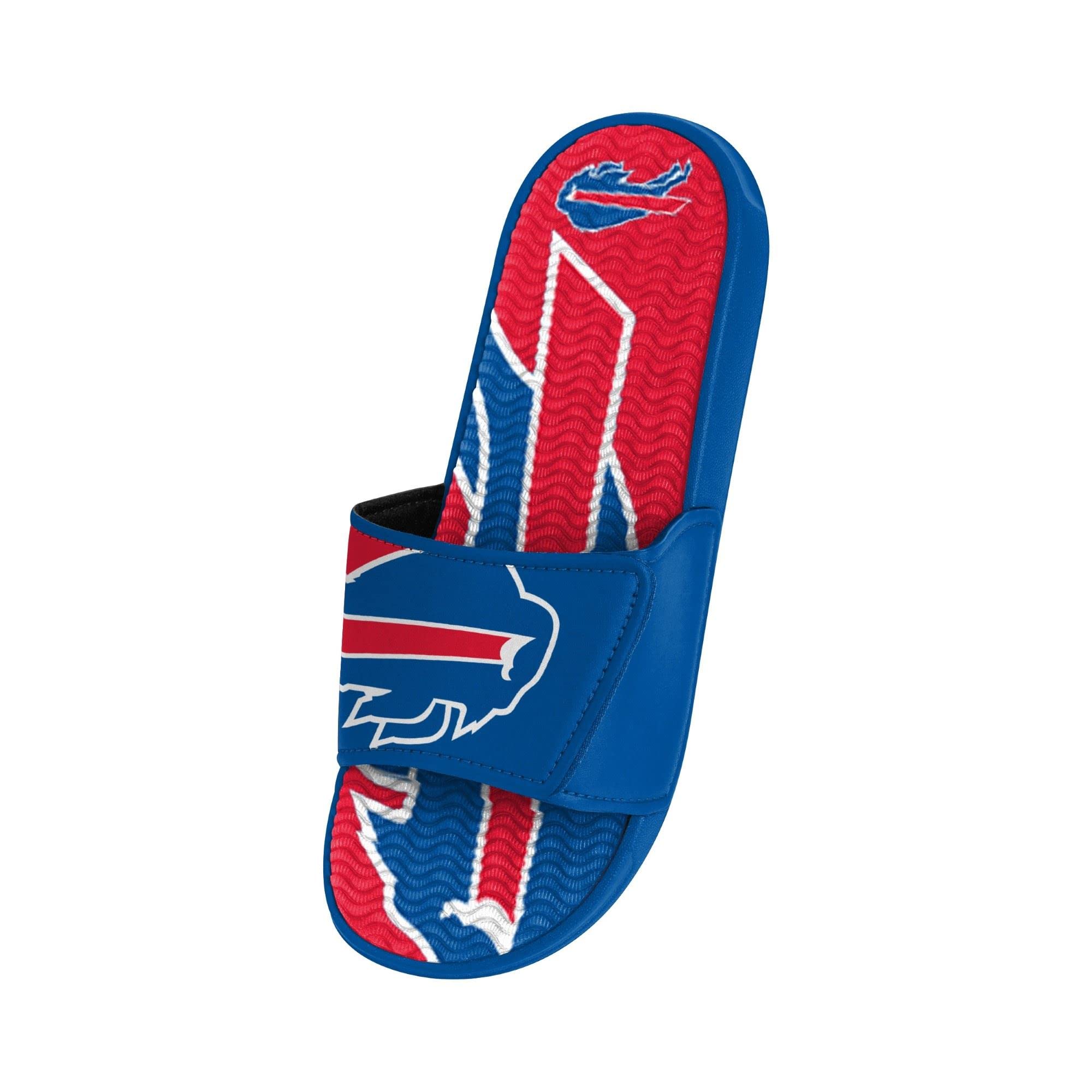 FOCO Buffalo Bills NFL Colorblock Big Logo Gel Slide Blue Red Badelatschen Hausschuhe