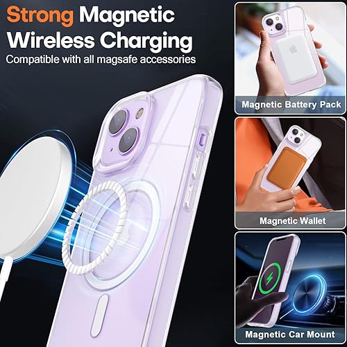Miniatura 4 de Funda compatible con iPhone 1413 compatible con Magsafe y protección de grado militar Funda delgada magnética transparente transparente para iPhone