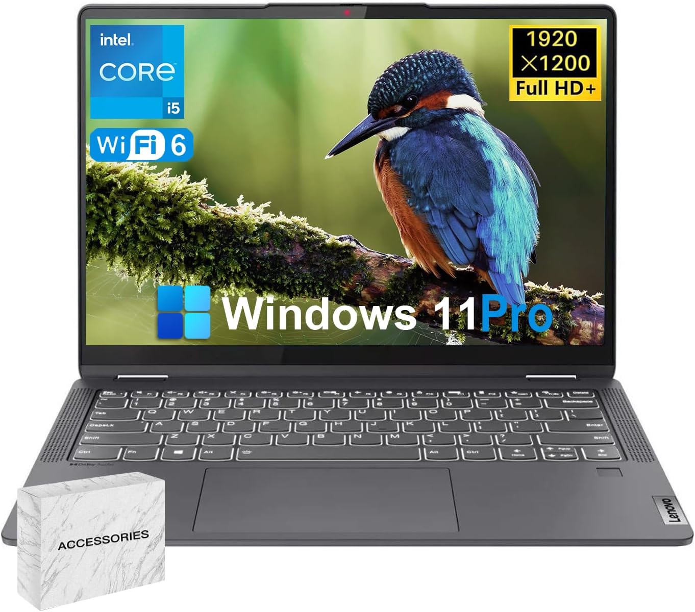 Lenovo IdeaPad Flex 5i 2-in-1 Laptop - 14" FHD Touchscreen, Intel 10-Core i5-1235U, 8GB RAM, 512GB SSD, Intel Iris Xe Graphics, Backlit KB, Fingerprint, Win 11 Pro, w/Accessories