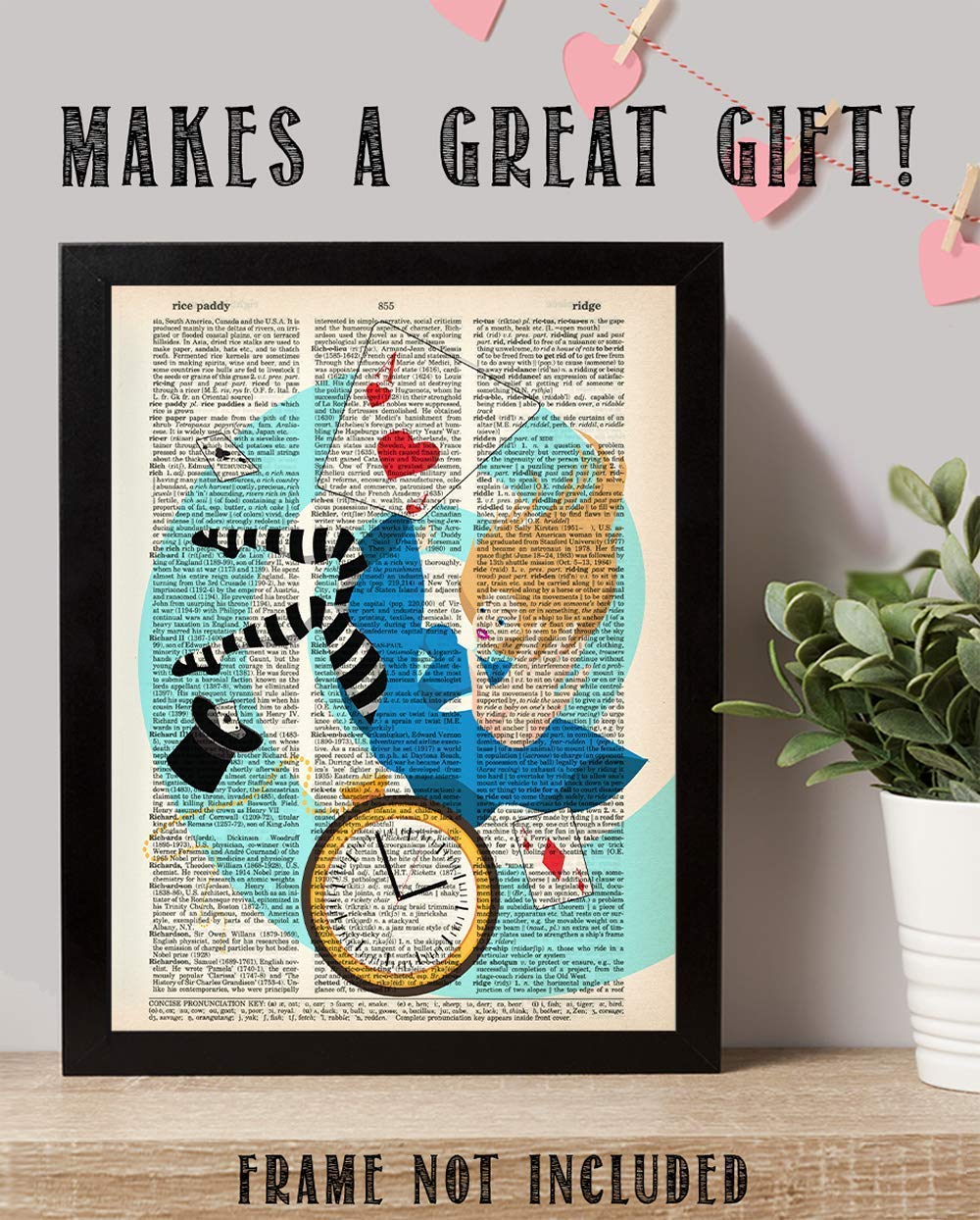 Upcycled Dictionary Art - - Classic Office and Home Decor, Library Water Color Wall Art, Animal Print Vintage Book Page Bedroom Decoration, 8.5x11 Unframed Art Poster: Alice Falls