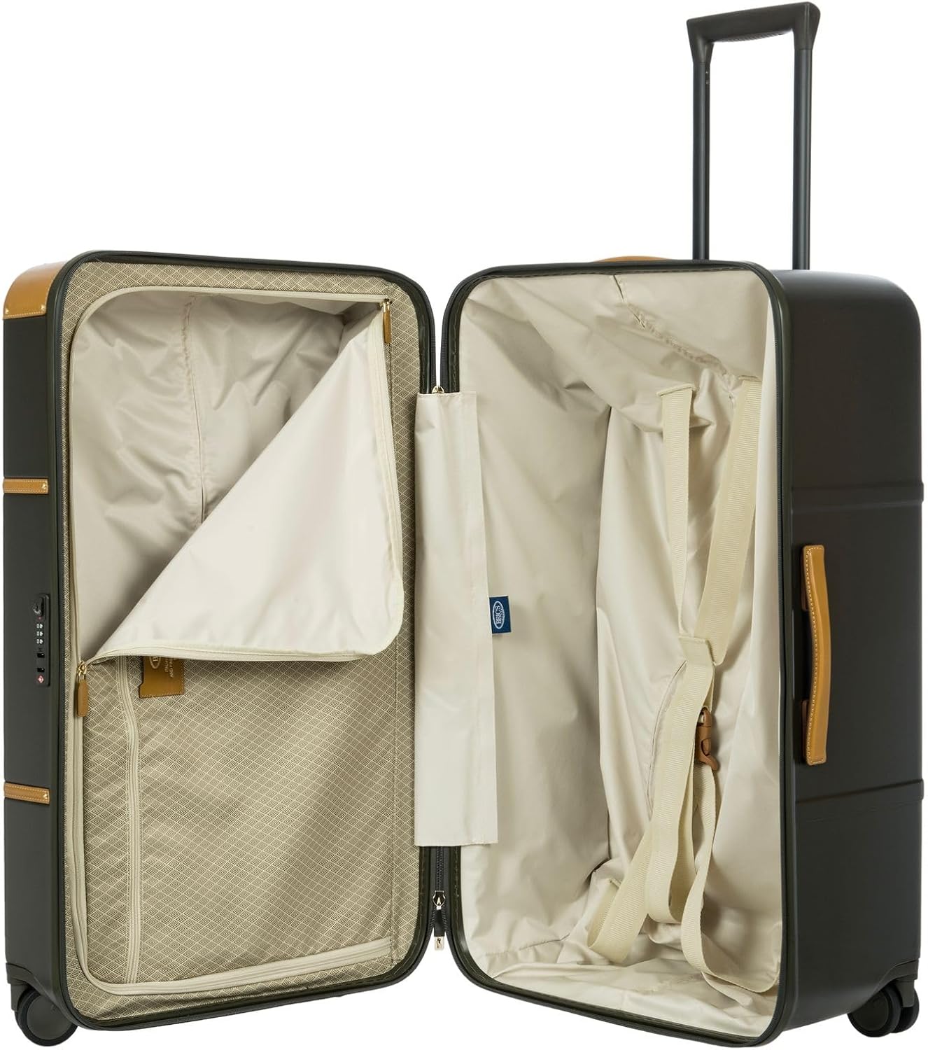 Bric's Bellagio 2.0 Spinner Suitcase - Luxury Hardshell Luggage with Large Wheels, Telescopic Handle, Leather Detailing - Rolling Suitcase for Refined Travel - 31 inch, Olive - Image 6