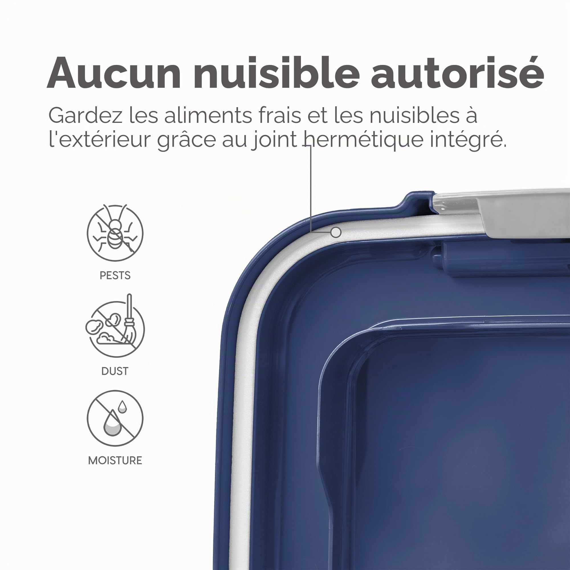 Iris Ohyama, Boîte à Croquette Plastique hermétique pour Animaux avec Roues, Pelle et Couvercle à Rabat, Lot de 2, 35L, MP-8/MP-1, Bleu Gris