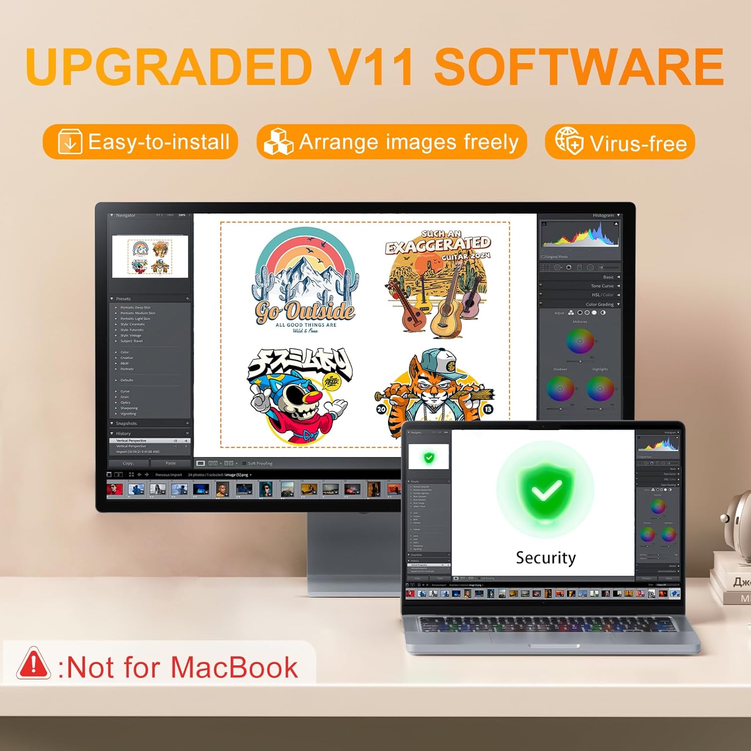 PLK A4 DTF Printer Upgrade L805, Easy-Maintenance,White Ink Circulation,Direct to Film Transfer for Custom T-Shirt/Textile Printing,Semi-Auto Cleaning (Printer+Oven)