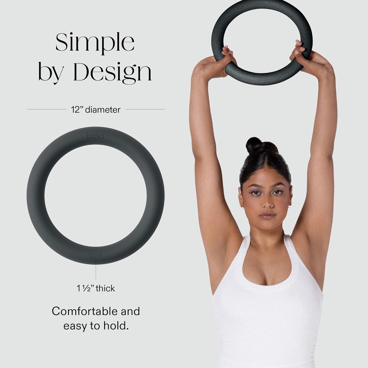 Bala Power Ring, 2-in-1 Kettlebell & Dumbbell, 10lb - Full Body Home Gym Workout Equipment for Strength Training, HIIT, Pilates, & Aerobics Exercises - Fitness Equipment for Working Out - Image 4