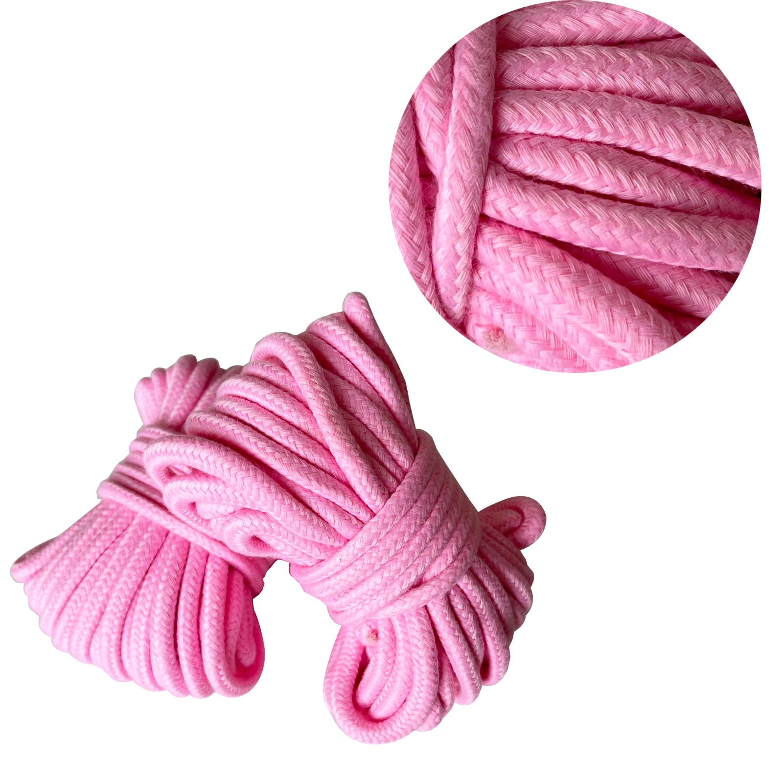 2 Pezzi Corda in Cotone Morbido, Rosa Corda in Cotone Morbido, Corda di Cotone Spessa Rosa, 10m/pc, per Campeggio, Rimorchio di Guerra, All'aperto Giardino (Rosa)