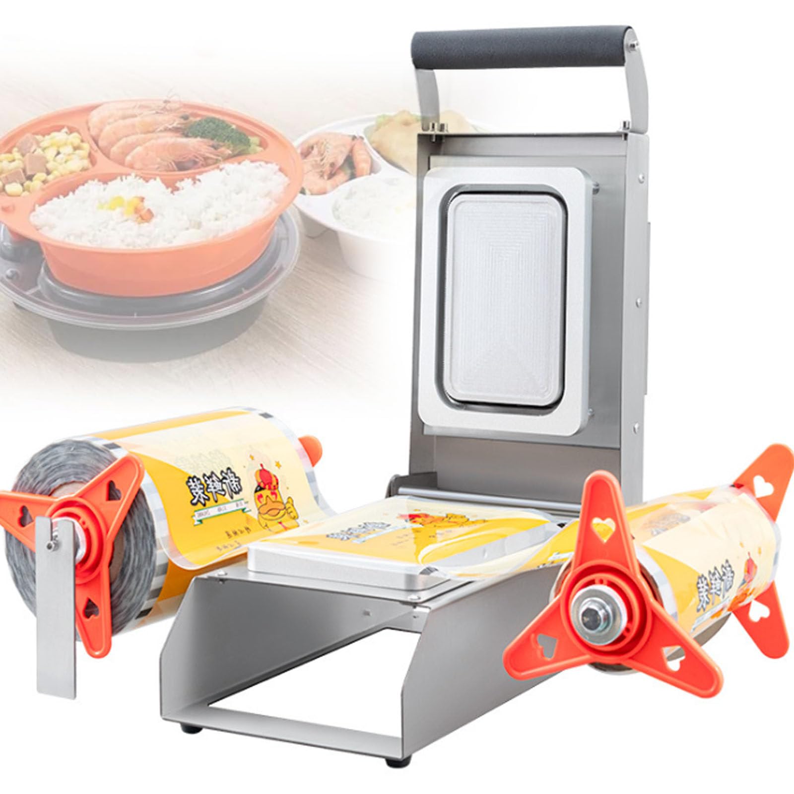 Machine De Scellage Manuelle De Barquettes Alimentaires,Scelleuse à Chaud Commerciale De Barquettes De Légumes En Acier Inoxydable, Pour Supermarché,14 * 14cm