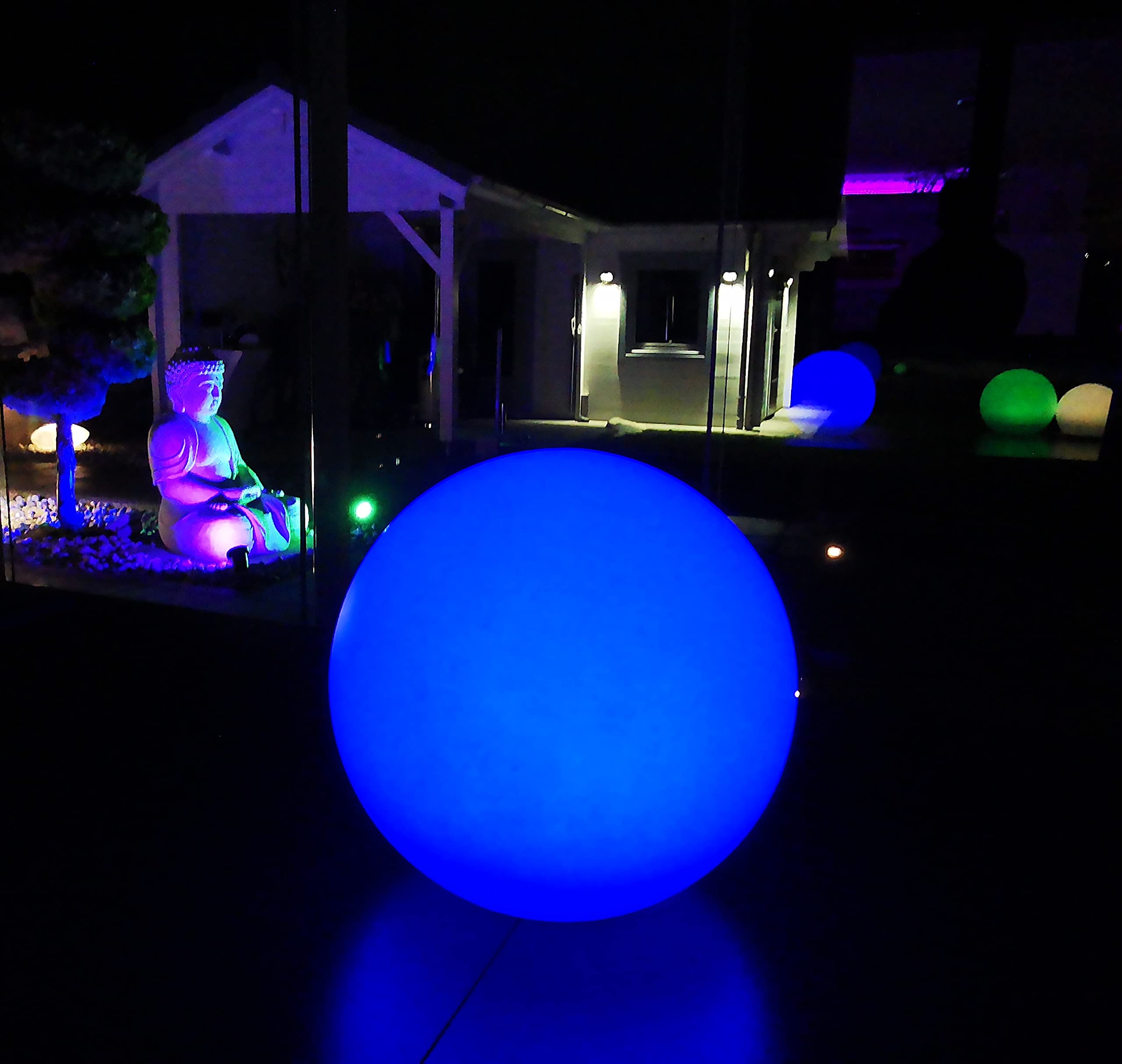 Trango 3er Set SO-202020 IP65 LED-Solarleuchte in 20-20-20cm Durchmesser Weiß matt mit 3000K warmweiß LED & RGB Farbwechsel LED *SNOWY* Solarkugel Leuchtkugel, Außenleuchte, Kugellampe, Gartenleuchte