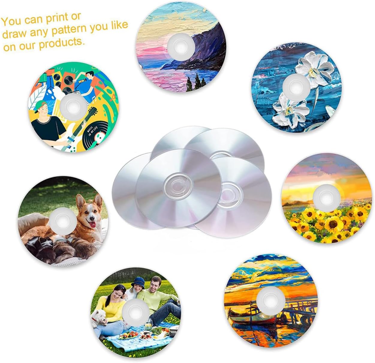 POPETPOP 10Pcs DIY Painting CD Discs Blank Transparent Craft Disks for Wall Decor Creative Room Decoration Party Supplies and Material