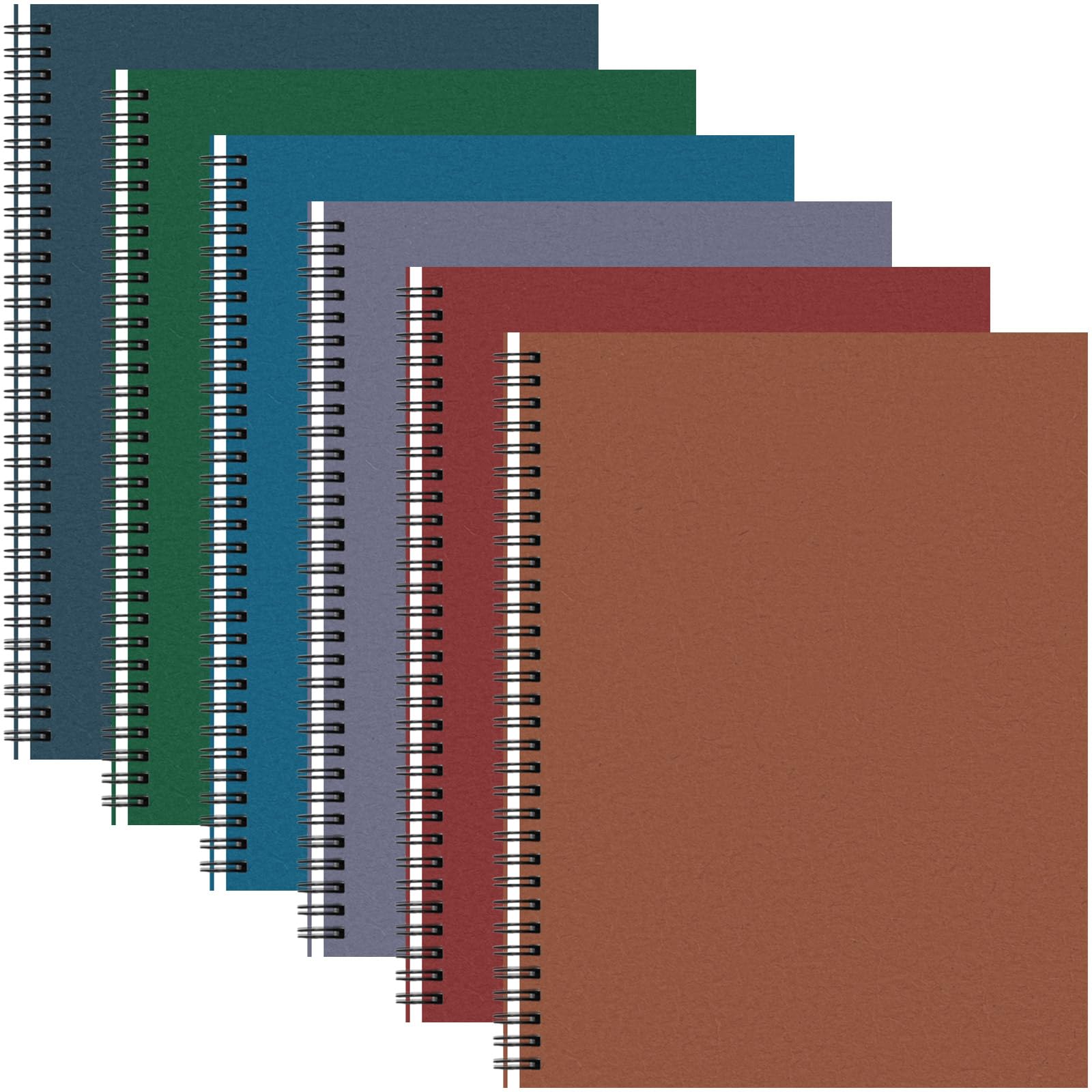 Glenmal 6 Pcs Spiral Notebook for Work A4 8.5 x 11'' College Ruled Spiral Journal Notebook Kraft Cover Ruled Paper, 120 Sheets 240 Pages for Office Study Supplies (Business Colors)
