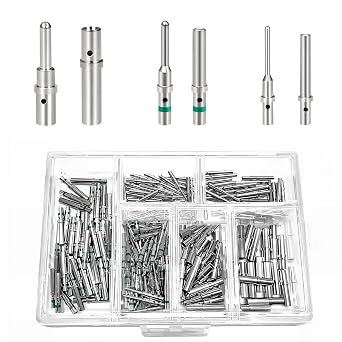 200PCS Deutsch Connector Pins and Sockets Solid Contact Kit Barrel Style Contacts Size 12 16 20 Male Female Terminals DT Series Pin for Connectors Kit Crimp Solid Terminal for DT, DTP, DTM