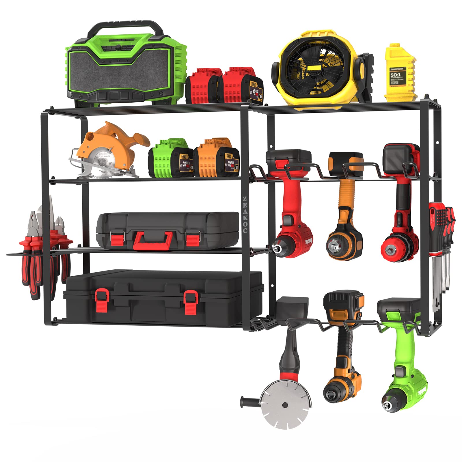 Organizador de herramientas eléctricas, 5 capas y 6 estantes de herramientas resistente, organizador de garaje y estantes de almac