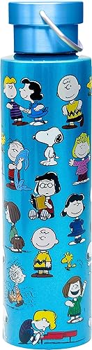 Spoontiques Botella de acero inoxidable Peanuts  Taza de viaje para bebidas con tapa giratoria para bebidas calientes y frías, 24 onzas