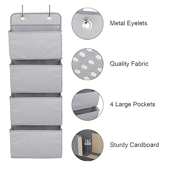 Lifewit Over The Door Storage, 5 Shelf Clear Window Hanging Organiser With 4 Mesh Side Pockets, Anti Tilt 40 Lbs Load Behind Door For Dorm, Pantry